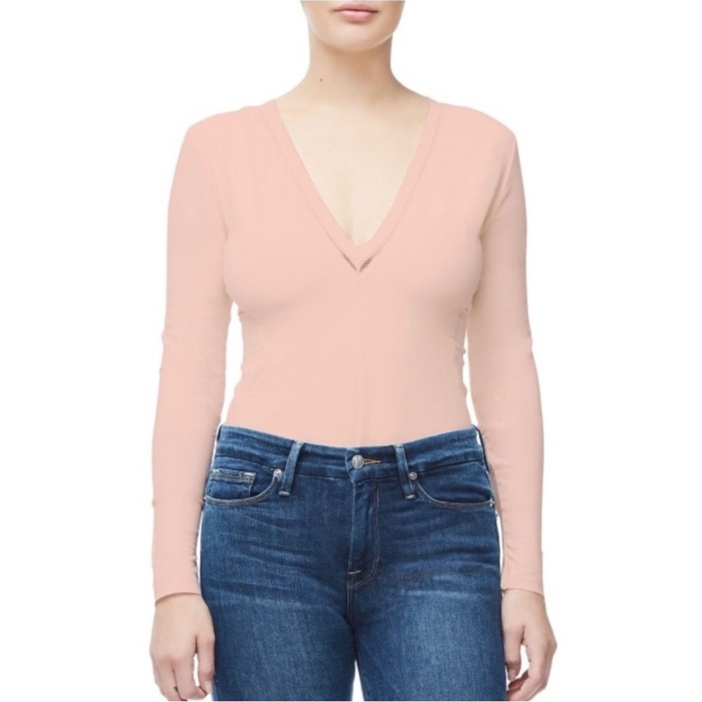 Good American Pink Long Sleeve Bodysuit w/ star pasties